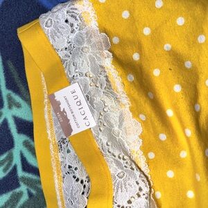 Cacique Mustard Polka Dot Lace Lingerie